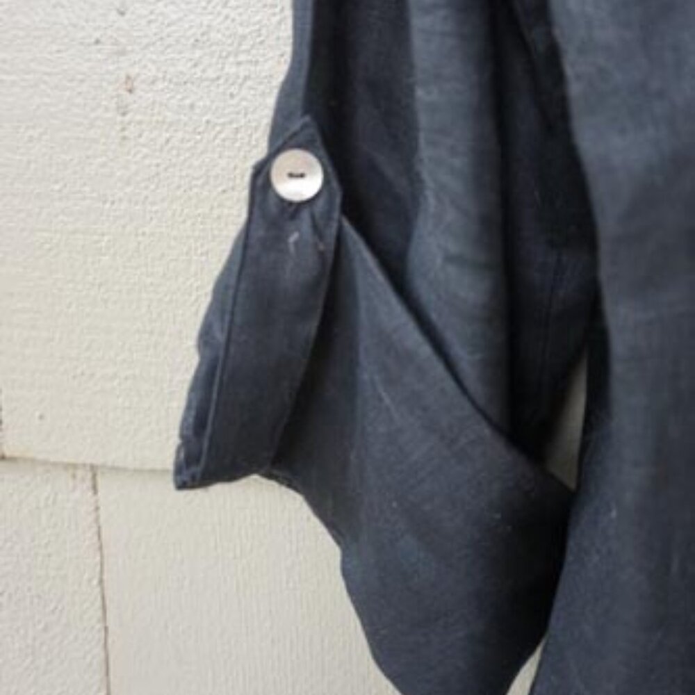 David N Black 100% Hanky LInen Button Down Shirt EUC Size XL - Picture 2 of 3